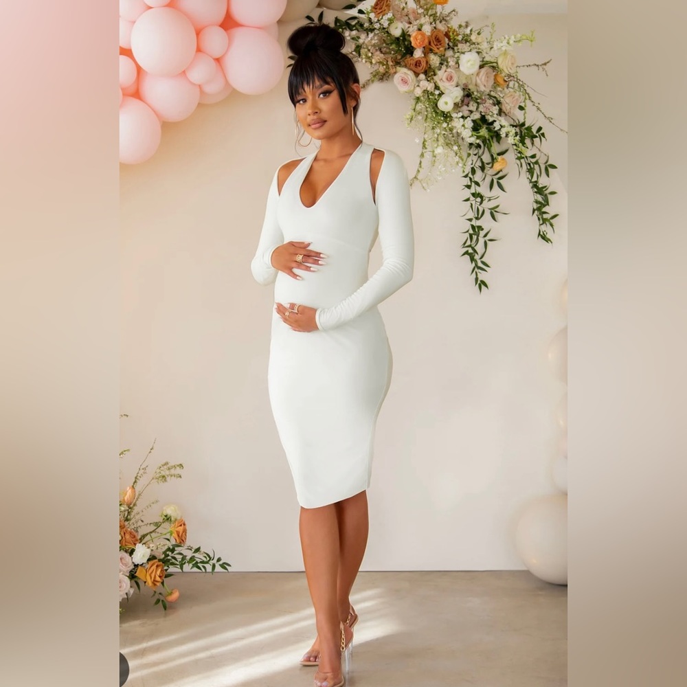 CLUB L LONDON- Never Been Worn- White maternity dress